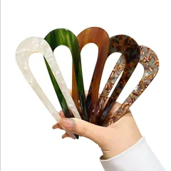 UOPR U字型 かんざし 簪 べっ甲柄 5本セット Uピン レディース 髪留め 髪飾り おしゃれ 浴衣 着物 和装小物 結婚式 成人式 七五三 カジュアル ヘアアクセサリー