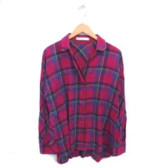 アズノウアズ as know as ANY WEAR チュニック シャツワンピ チェック ゆったり 長袖 ＊ 赤紫 紺 ワインレッド ネイビー /TT