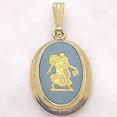 ウェッジウッド ジャスパー ペンダントトップ ゴールドカラー 女神 ギリシャ神話 WEDGWOOD カメオ 刻印あり 英国製 ヴィンテージ 【L15】