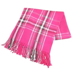 ニコアンド Niko and.. チェック柄 マフラー ショール ストール ピンク系 フリンジ ロゴ 文字 プリント