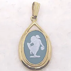 ウェッジウッド ジャスパー ペンダントトップ ゴールド 刻印あり WEDGWOOD カメオ ネックレス チャーム ヴィンテージ【 L11】