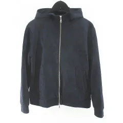 コムサコミューン COMME CA COMMUNE ジャケット パーカー スエード調 M 紺系 ネイビー ジップアップ ポケット 無地