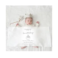 LIKENNY ハーフバースデー タペストリー happy birthday 壁掛け タペストリー セット 誕生日ケーキ タペストリー 飾り付け 誕生日 記念日用 ハンドメイド フック貼り付けツール付き（横版 誕生日ケーキ） 0