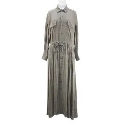 アッパーハイツ upper hights DAY 長袖 ロング丈 シャツワンピース フレアワンピース ワンピース 0 ベージュ系 ボタン 無地