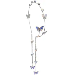 【迅速発送】LALAFINA 蝶々 髪飾り カチューシャ タッセル ピアス風 ヘアアクセサリー 蝶 髪飾り イヤリング風 華やか ヘッドドレス 花冠 撮影 写真 パーティー 結婚式 発表会 披露宴 卒業式 ヘアアクセサリー