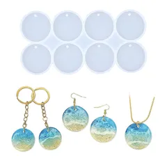 PNHAEH シリコンモールド 【複数のタイプから選べます】 穴あき 平型 丸 しずく ピアス 宝石 楕円 ペンダント イヤリング おしゃれネックレス キーホルダー UVレジン型、キャンドル アロマストーン 石膏 手作り 樹脂 粘土 シリコン型 鏡面 仕上 1