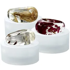 FUNSHOWCASE レジン シリコンモールド リング 指輪 宝石 エポキシ樹脂 ペンダント キーチェン ジュエリー パーツ ポリマー粘土 17mm 16.6mm 16mm 日本指輪サイズ 9号 10号 11号 0