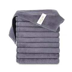 VKCHEF マイクロファイバークロス ふきん 厚手 強力吸水 速乾 クリーニングタオル キッチンタオル 業務用 ぞうきん 洗車 雑巾 食器 窓鏡 台拭き 掃除用品【10枚 ダークグレー 30*30cm】 0