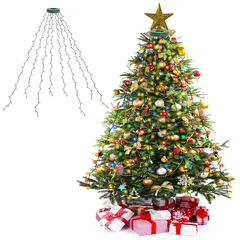 cshare LED イルミネーションライト USB給電式 クリスマスツリー ライト 1.5M 8本 200球 クリスマス飾り イルミネーションドレープライト リモコン制御 メモリー機能 8種点灯モード タイマー機能 デコレーション LEDストリングライト 0