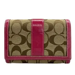 COACH(コーチ) 2つ折り財布 シグネチャー柄 ブラウン×ピンク レザー