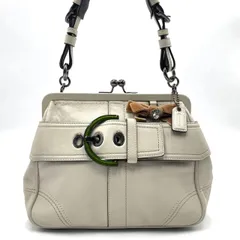 希少/美品● COACH コーチ ハンドバッグ ワンショルダー がま口 リボン チャーム レザー