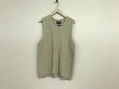 本物ビームスプラスBEAMS+PLUSリネン麻コットンVネックニットジレベストメンズサーフアメカジミリタリーストリートスケーターワークビジネススーツモードゴルフドレスバイカーM日本製グレーベージュ