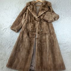 着丈113cm デミバフミンク ロング ファーコート 本毛皮 ブラウン M〜L 着丈114cm デミバフミンク ロングコート ファーコート ミンクコート