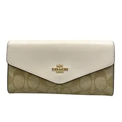 COACH(コーチ) 長財布 シグネチャー柄 アイボリー×ベージュ レザー