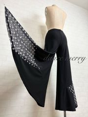 新品 ミディアム丈 社交ダンス ラテン ワルツ 黒 レッスン 3704 兼用