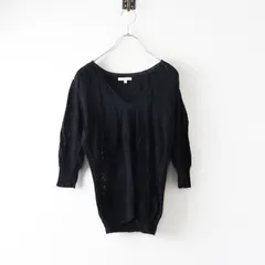 ヴィンテージ ケンゾー KENZO フラワーレース編み ニットプルオーバートップス M ブラック┃薄手セーター【2400014663396】のサムネイル