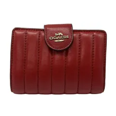 COACH(コーチ) 2つ折り財布美品  - C3454 レッド ラウンドファスナー レザー