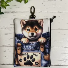 柴犬　フラットポーチ　ハンドメイド