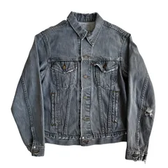 80s LEVI'S 70506 0259 ブラック デニムジャケット 40 USA製 先染め ボロ ダメージ  Gジャン リーバイス small e levis denim jacket vintage OLD ヴィンテージ