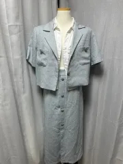 ライトブルー ツイードジャケット+スカート ロング丈 セットアップ