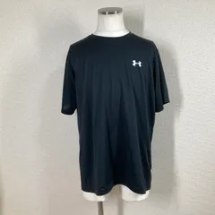 【アンダーアーマー】Tシャツ トップス　UNDER ARMOUR　黒　ブラック　L　ワンポイント 半袖　丸首　クルーネック　ストレッチ y2k 