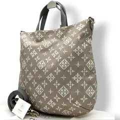 【未使用級／美品】ラシット russet 2WAY トートバッグ ショルダーバッグ 斜め掛け可 A4収納可 モノグラム 総柄 キャンバス レザー 本革 軽量 日本製 ベージュ グレー レディース 通勤 通学 U2