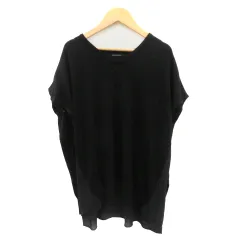 メイソングレイ MAYSON GREY ニット カットソー 長袖 切替 シフォン オーバーサイズ 2 黒 ブラック /YK34