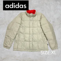 古着 adidas アディダス CLIMAPROOF 中綿 ナイロンジャケット ブルゾン レディース OTサイズ XLサイズ ホワイト×オレンジレッド 防寒 送料込み