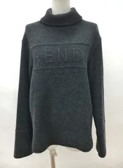 フェンディ Fendi タートルネックニット 40 ロゴ グレー イタリア製 2601WS069