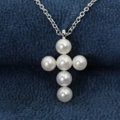 タサキ シルバー クロス パール ネックレス TASAKI/25-2867