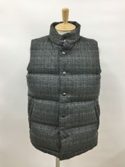 極美品 GAP 高級ダウン90%ツイード調 ダウンベスト チャコールグレー