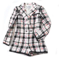 【ドンドン見直し】未使用品 CHANEL シャネル 20S P64167  ホワイト ブラック ピンク オレンジ ジャケット風 ツイード ジャンプスーツ／オールインワン 34 フランス製 正規品 レディース 定価652,080円