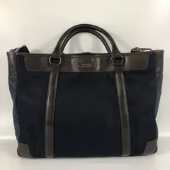 美品 バーバリーブラックレーベル ビジネスバッグ キャンバス×レザー 濃紺