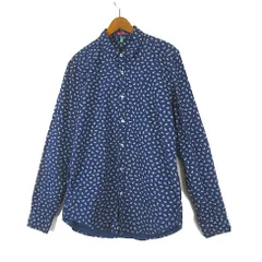 ユナイテッド・カラーズ・オブ・ベネトン UNITED COLORS OF BENETTON シャツ 花柄 スリムフィット レギュラーカラー コットン 長袖 L 紺 ネイビー グレー