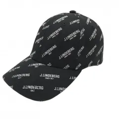 ジェイリンドバーグ キャップ 黒×白 ロゴ総柄 ONE SIZE   ゴルフウェア J．LINDEBERG