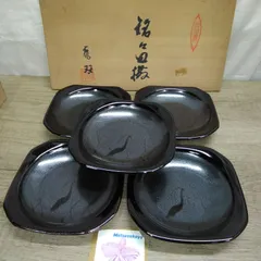 有田焼 龍峰窯 陶芸品 和食器 銘々皿 和菓子皿 天目サギ絵 5枚セット 未使用品 木箱入りR995