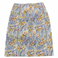 美品 17aw PRADA プラダ キルティング 中綿 ナイロン Aライン スカート ハーフ 膝丈 総柄 42 ブルー マルチ レディース 古着 中古 USED