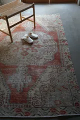 ヴィンテージラグ トルコ アヴァノス オレンジ セージグリーン 1970年代 214 × 132 cm No.TR25262