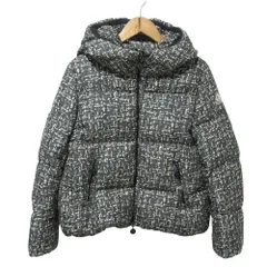 MONCLER モンクレール キッズ 子供服 限定 ツイード転写 シルクブレンド ダウンジャケット 152cm 12Y グレー ホワイト キッズ 古着 中古 USED