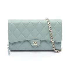 シャネル CHANEL ショルダーバッグ マトラッセ ブルーグリーン レザー カーフ（牛革） マトラッセ チェーンウォレット レディース Used A