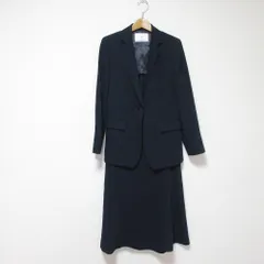 未使用 INED イネド テーラードジャケット フレアスカート スーツ セットアップ 9 ネイビー レディース 古着 中古 USED