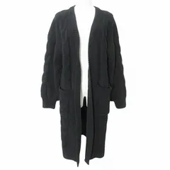 アズールバイマウジー AZUL by moussy 21AW CHENILLE CABLE KNIT CARDIGAN シェニール ケーブルニット カーディガン 250EAB70-034H ロング 長袖 厚手 ボタンレス 黒 ブラック フリーサイズ X
