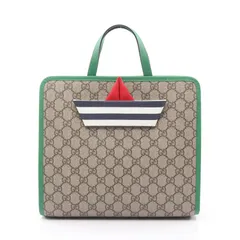 グッチ GUCCI ハンドバッグ CHILDRENS チルドレンズ GGスプリーム 605662 ベージュ/グリーン PVCコーティングキャンバス レザー チルドレン ボート トートバッグ レディース