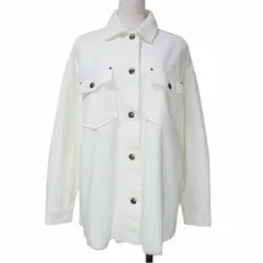 ザラ ZARA コーデュロイシャツジャケット  カットオフ フラップポケット S 165/84A 白 ホワイト X