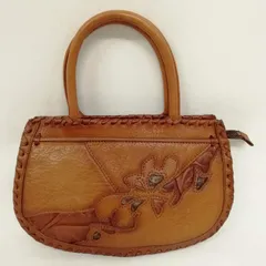 イビサ IBIZA レザー ハンドバッグ パッチワーク 茶 ブラウン 名刻印あり