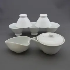 美濃焼 白磁 煎茶器揃(朝顔型)