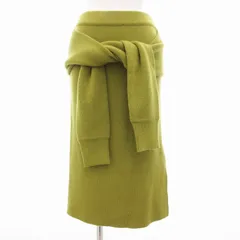 スタニングルアー STUNNING LURE ニットスカート イージー タイト ロング ミモレ サイドスリット M 黄緑 グリーン /GV