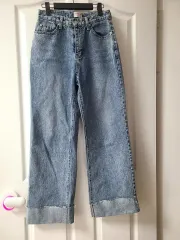 ライトブルー ワイド デニム パンツ