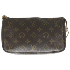 LOUIS VUITTON (ルイヴィトン) モノグラム ポシェットアクセソワールハンドバッグ ミニバッグ ポーチ ブラウン レザー×PVC M51980 ゴールド金具