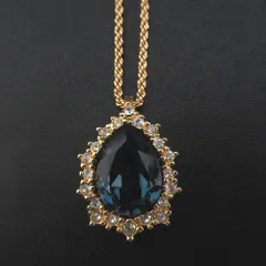 美品 Christian Dior クリスチャンディオール ヴィンテージ カラーストーン ネックレス ペンダント GP ゴールドカラー レディース 古着 中古 USED